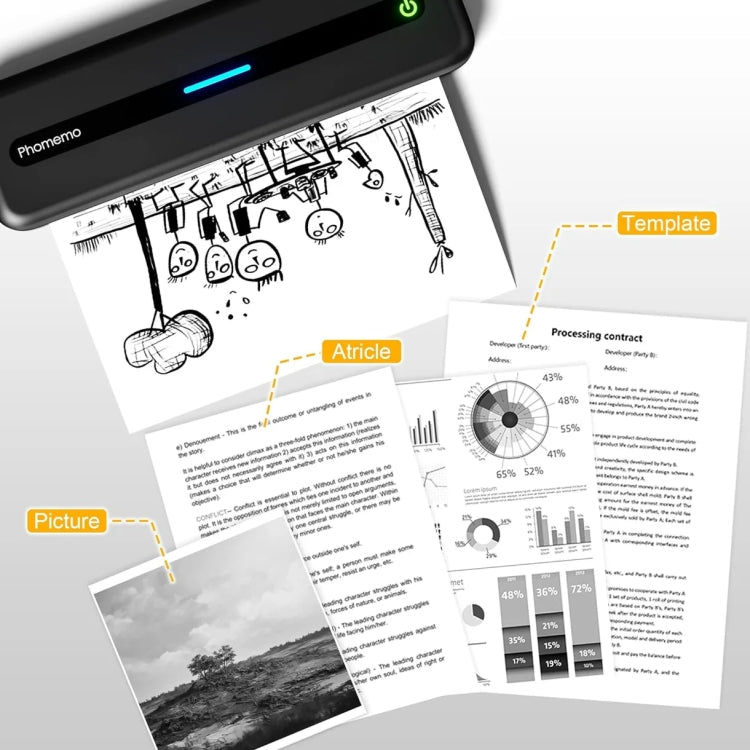 Phomemo M832 300dpi Wireless Thermal Portable Printer, Size: A4 Version(White) - Printer by Phomemo | Online Shopping South Africa | PMC Jewellery | Buy Now Pay Later Mobicred