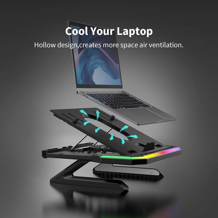 Laptop Stand with RGB Lighting 9-Level Adjustable Notebook Stand(Black) - Laptop Stand by PMC Jewellery | Online Shopping South Africa | PMC Jewellery | Buy Now Pay Later Mobicred