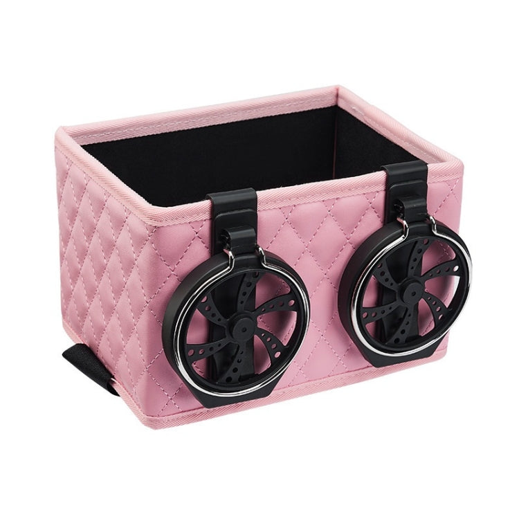 Car Armrest Box Folding Storage Box Multifunctional Water Cup Holder(Leather Pink) - Stowing Tidying by PMC Jewellery | Online Shopping South Africa | PMC Jewellery | Buy Now Pay Later Mobicred