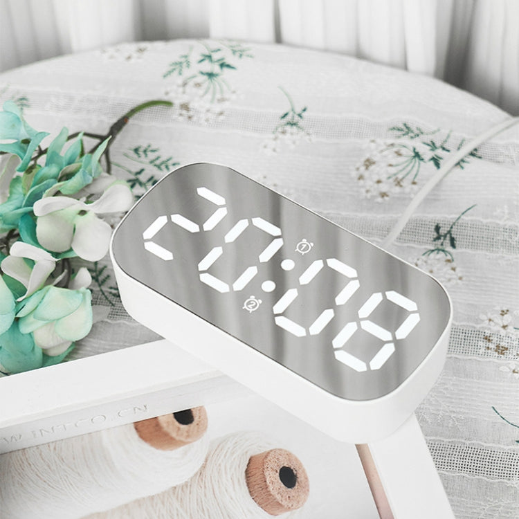 6637 LED Digital Display Temperature Electronic Clock Desktop Mirror Alarm Clock(White Green Light) - Alarm Clocks by PMc TechLife | Online Shopping South Africa | PMc TechLife | Buy Now Pay Later Mobicred