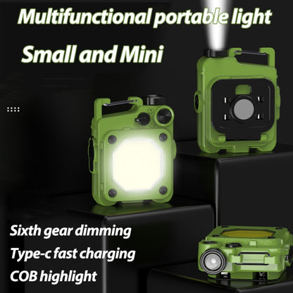 Mini Keychain COB Flashlight USB Rechargeable Magnetic Work Light For Outdoor Camping(Green) - Mini Flashlight by PMC Jewellery | Online Shopping South Africa | PMC Jewellery