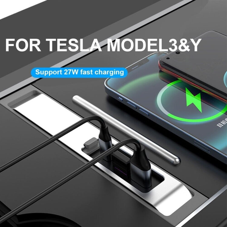 For Tesla Model 3/Y Car USB-C/Type-C+2 USB 3.0 Port Docking Station HUB(Silver) - DIY Modified Charger by PMC Jewellery | Online Shopping South Africa | PMC Jewellery | Buy Now Pay Later Mobicred