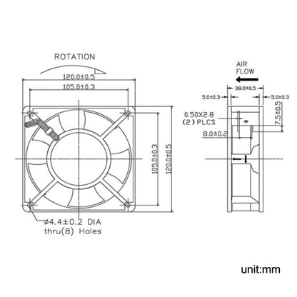 XIN RUI FENG XRF12038HASL 110V Oil Bearing 12cm Cooling Fan - Fan Cooling by XIN RUI FENG | Online Shopping South Africa | PMC Jewellery