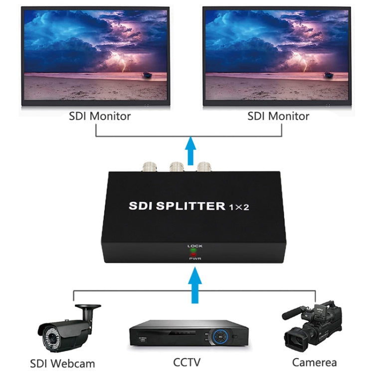 1 In 2 Out SD-SDI / HD-SDI / 3G-SDI Distribution Amplifier Video SDI Splitter(US Plug) - Splitter by PMC Jewellery | Online Shopping South Africa | PMC Jewellery | Buy Now Pay Later Mobicred