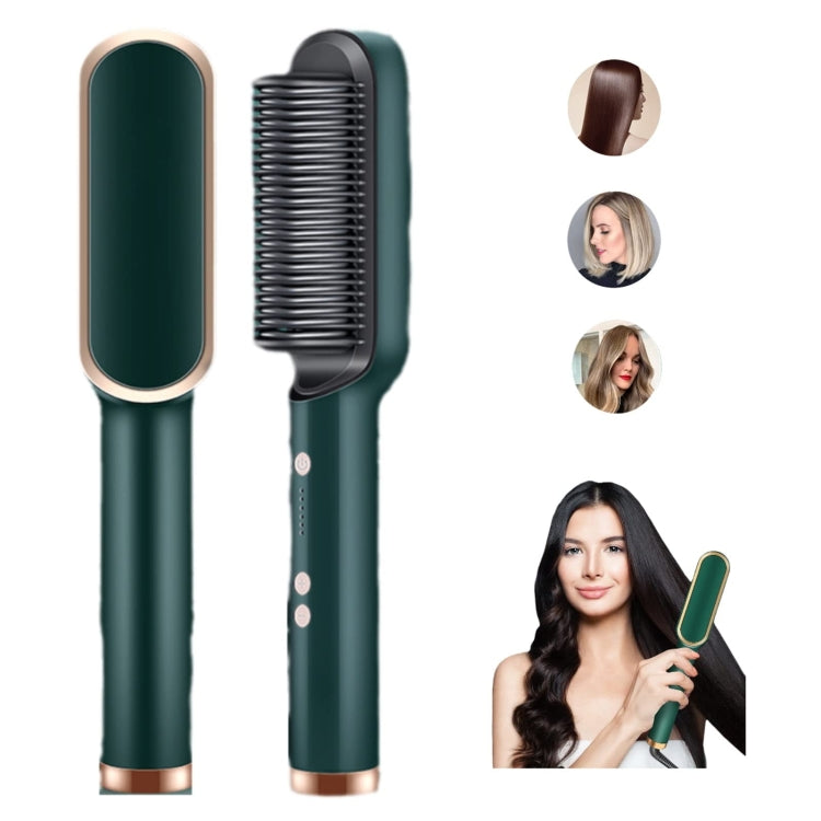 2 In 1 Hair Straightener Brush And Curler Negative Ion Hair Straightener Styling Comb(Green) - Hair Curler by PMC Jewellery | Online Shopping South Africa | PMC Jewellery