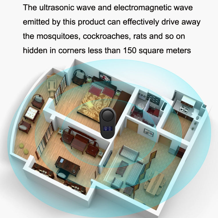 High Power Display Ultrasonic Mouse Repellent Mosquito Repellent Home Intelligent Insect Repellent EU Plug(Black) - free shipping - PMC TechLife - Order now!