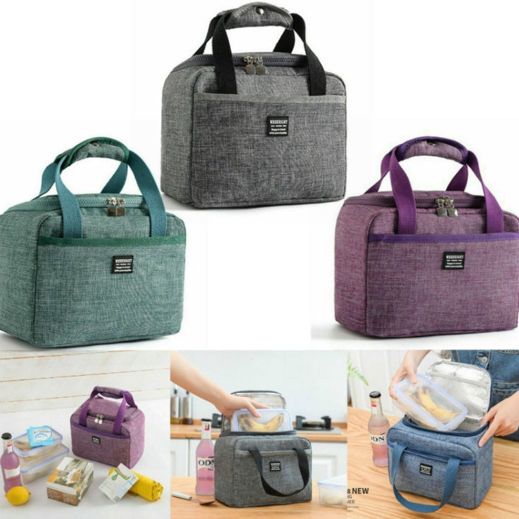 Portable Lunch Bag Thermal Insulated Lunch Box Tote Cooler Handbag 24  x 17 x 14cm(Gray) - Lunch Bags by PMC Jewellery | Online Shopping South Africa | PMC Jewellery