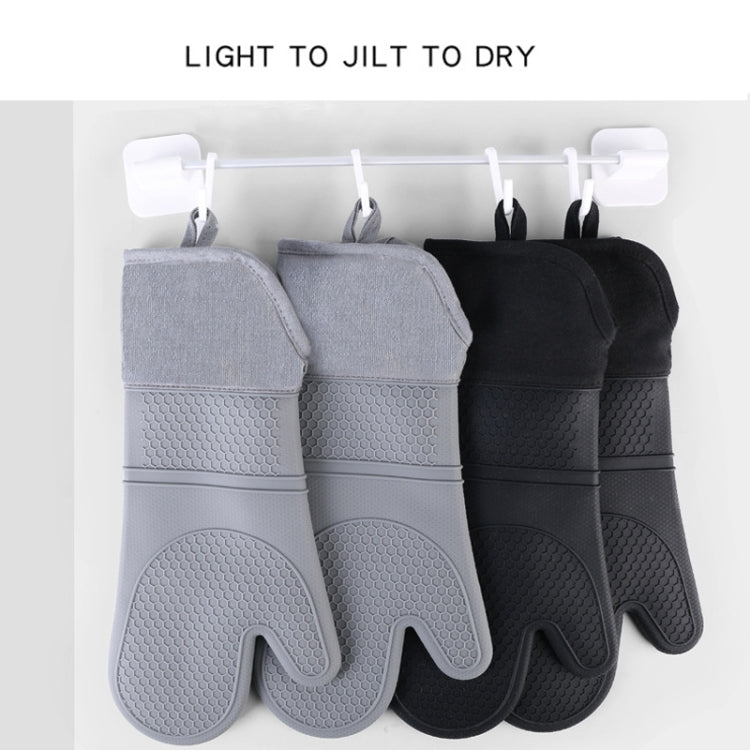ZYA-426 Longer And Thicker Insulated Gloves Silicone Kitchen Baking Gloves(Black) - Insulation by PMC TechLife | Online Shopping South Africa | PMC TechLife | Buy Now Pay Later Mobicred