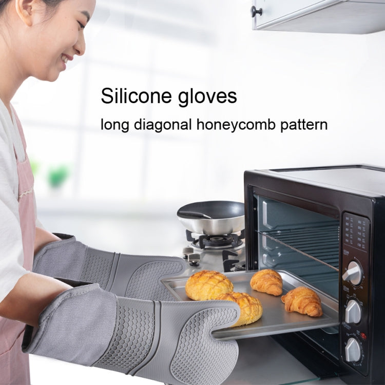 ZYA-426 Longer And Thicker Insulated Gloves Silicone Kitchen Baking Gloves(Black) - Insulation by PMC TechLife | Online Shopping South Africa | PMC TechLife | Buy Now Pay Later Mobicred