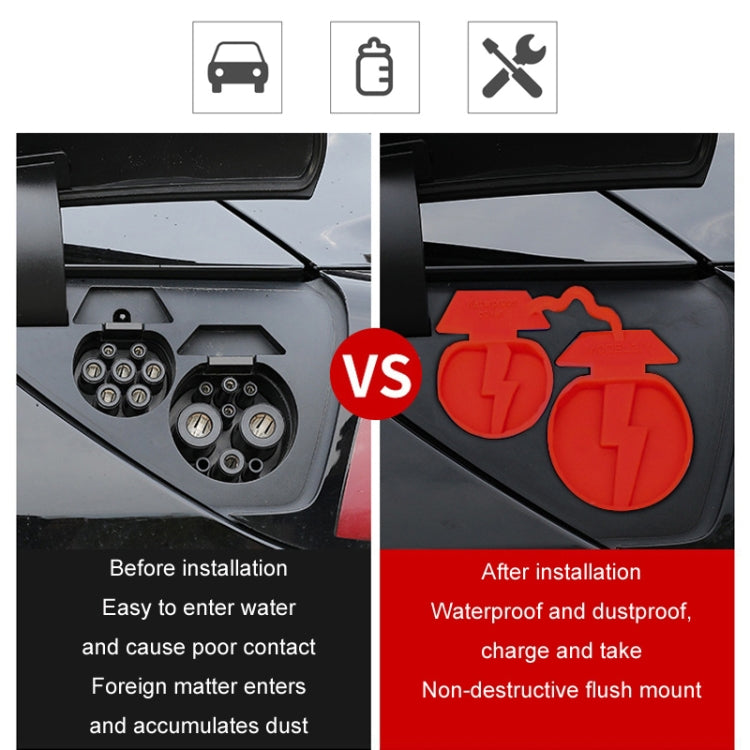 For Tesla Model3/Y 2pcs Charging Port Silicone Dustproof Waterproof Cover, Color: Conjoined Blue - Waterproof Covers by PMC TechLife | Online Shopping South Africa | PMC TechLife