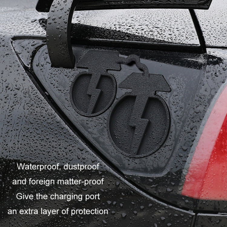 For Tesla Model3/Y 2pcs Charging Port Silicone Dustproof Waterproof Cover, Color: Conjoined Black - Waterproof Covers by PMC TechLife | Online Shopping South Africa | PMC TechLife