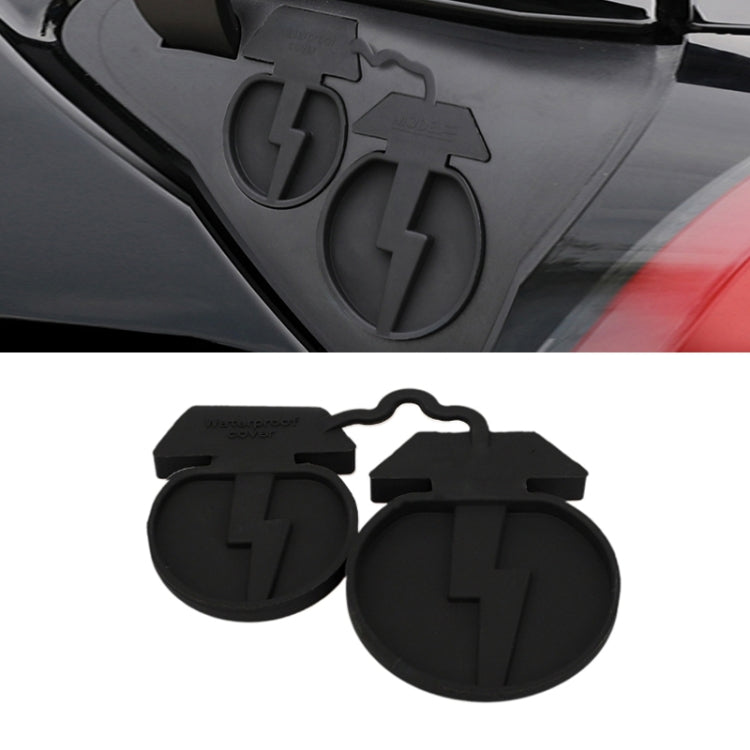 For Tesla Model3/Y 2pcs Charging Port Silicone Dustproof Waterproof Cover, Color: Conjoined Black - Waterproof Covers by PMC TechLife | Online Shopping South Africa | PMC TechLife