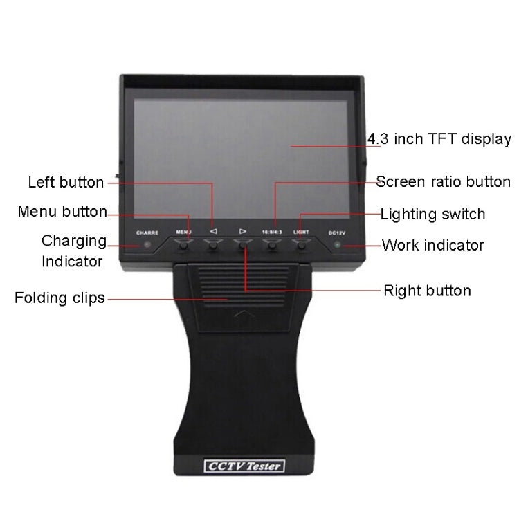 JSK-4300B 4.3 inch Handheld 12V Output Network Cable Monitoring Tester(With AU Plug Power Adapter) - Other Tools by PMC TechLife | Online Shopping South Africa | PMC TechLife