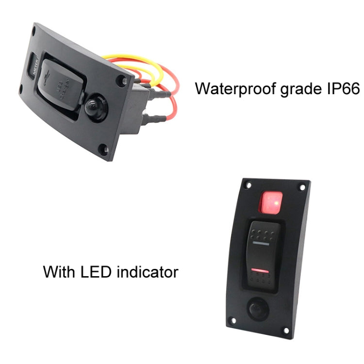 Marine Self-Locking Resetting Switch With Overload Protection Indicator Light Square 5V 3.4A Car Charging Panel - Marine Accessories & Parts by PMC Jewellery | Online Shopping South Africa | PMC Jewellery | Buy Now Pay Later Mobicred