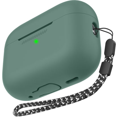 For AirPods Pro 2 AhaStyle PT187 Silicone One-Piece Protective Case With Lanyard Case(Green) - For AirPods Pro 2 by AhaStyle | Online Shopping South Africa | PMC Jewellery | Buy Now Pay Later Mobicred