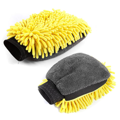 2pcs Car Chenille Coral Fleece Car Wash Double Sided Thick Gloves(Yellow) - Car washing supplies by PMC Jewellery | Online Shopping South Africa | PMC Jewellery | Buy Now Pay Later Mobicred