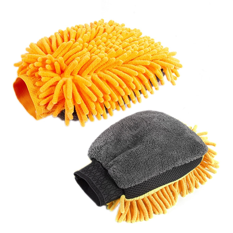 2pcs Car Chenille Coral Fleece Car Wash Double Sided Thick Gloves(Orange) - Car washing supplies by PMC Jewellery | Online Shopping South Africa | PMC Jewellery | Buy Now Pay Later Mobicred