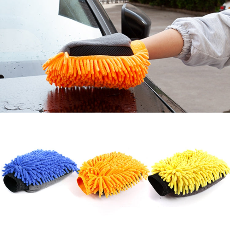 2pcs Car Chenille Coral Fleece Car Wash Double Sided Thick Gloves(Yellow) - Car washing supplies by PMC TechLife | Online Shopping South Africa | PMC TechLife | Buy Now Pay Later Mobicred