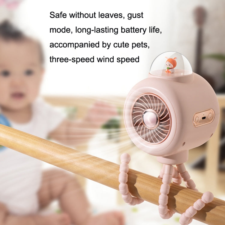 Baby Stroller Fan Home Mute Outdoor Cooling Portable Rabbit Octopus Fan Without Shake Head (White) - Electric Fans by PMC Jewellery | Online Shopping South Africa | PMC Jewellery | Buy Now Pay Later Mobicred