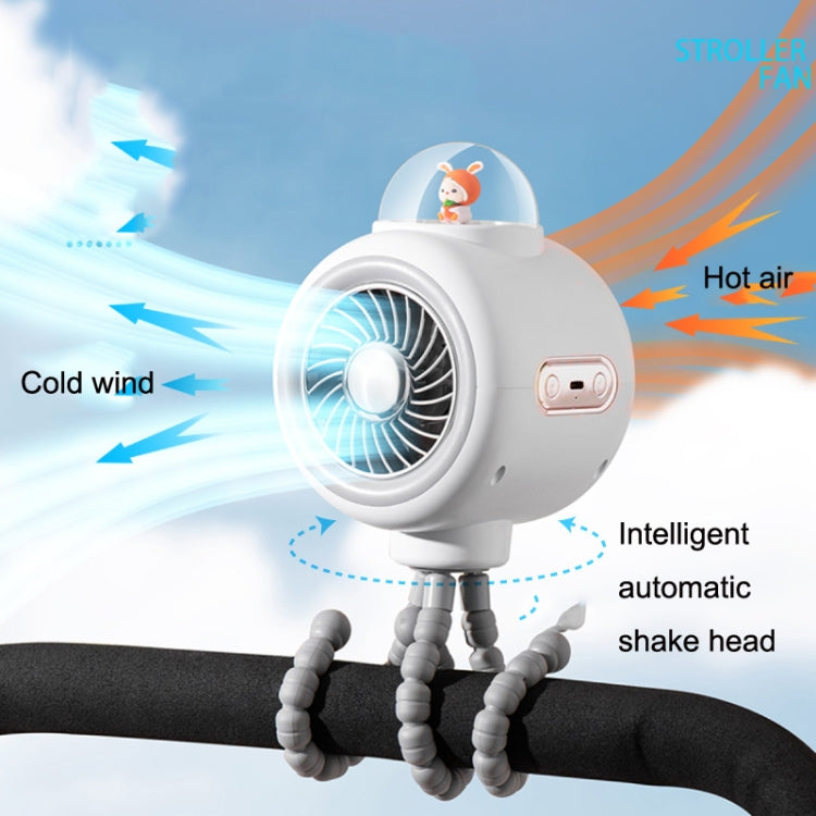 Baby Stroller Fan Home Mute Outdoor Cooling Portable Rabbit Octopus Fan Without Shake Head (White) - Electric Fans by PMC TechLife | Online Shopping South Africa | PMC TechLife | Buy Now Pay Later Mobicred
