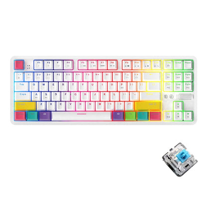 Ajazz K870T 87-Key RGB Office Game Phone Tablet Bluetooth/Wired Dual-Mode Mechanical Keyboard Green Shaft (White) - Wired Keyboard by Ajazz | Online Shopping South Africa | PMC Jewellery | Buy Now Pay Later Mobicred