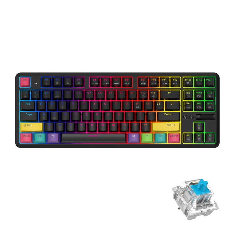 Ajazz K870T 87-Key Hot Swap Bluetooth/Wired Dual Mode RGB Backlight Office Game Mechanical Keyboard Green Shaft (Black) - free shipping - PMC Jewellery - Order now!