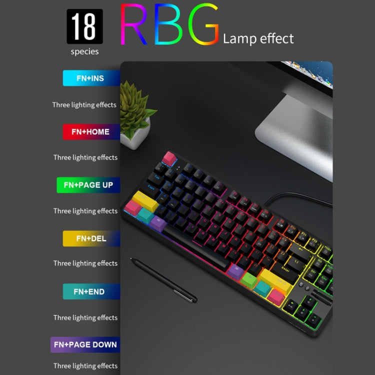 Ajazz K870T 87-Key Hot Swap Bluetooth/Wired Dual Mode RGB Backlight Office Game Mechanical Keyboard Red Shaft (White) - free shipping - PMC Jewellery - Order now!