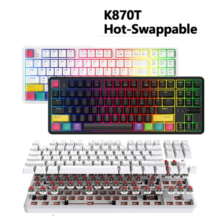 Ajazz K870T 87-Key Hot Swap Bluetooth/Wired Dual Mode RGB Backlight Office Game Mechanical Keyboard Green Shaft (Black) - free shipping - PMC Jewellery - Order now!