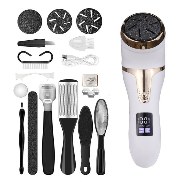 JD-510 Rechargeable Electric Foot Callus Remover with Vacuum Cleaner 10 In 1 Kit White - Grinding Tools & Accessories by PMC Jewellery | Online Shopping South Africa | PMC Jewellery | Buy Now Pay Later Mobicred