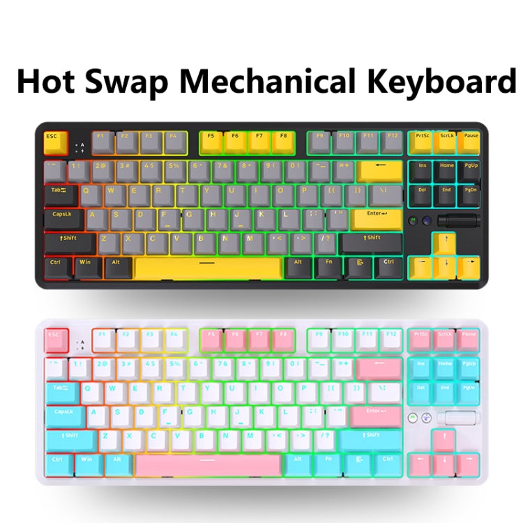 Ajazz K870T Pro 87 Keys Three Mode Wireless/Bluetooth/Wired Pluggable RGB Mechanical Keyboard Green Shaft (Black) - free shipping - PMC Jewellery - Order now!