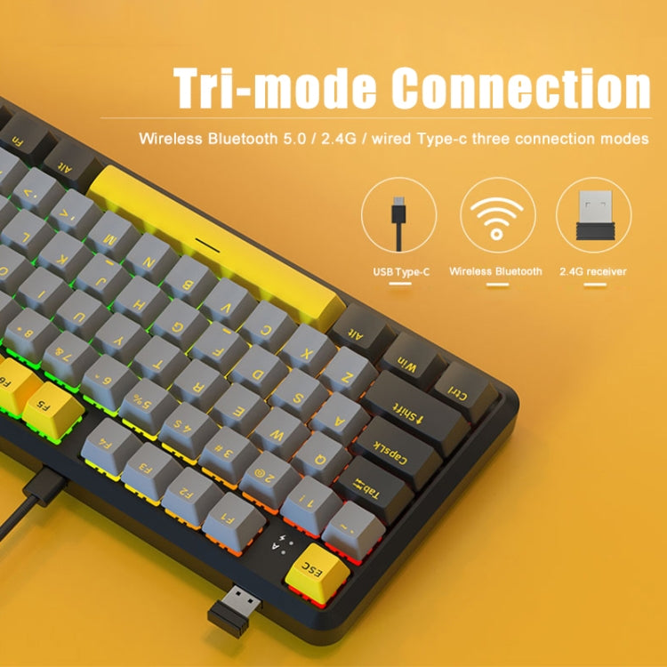 Ajazz K870T Pro 87 Keys Three Mode Wireless/Bluetooth/Wired Pluggable RGB Mechanical Keyboard Red Shaft (Black) - free shipping - PMC Jewellery - Order now!
