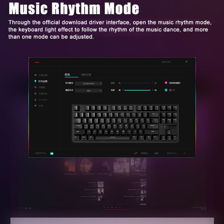 Ajazz K870T Pro 87 Keys Three Mode Wireless/Bluetooth/Wired Pluggable RGB Mechanical Keyboard Green Shaft (White) - free shipping - PMC Jewellery - Order now!