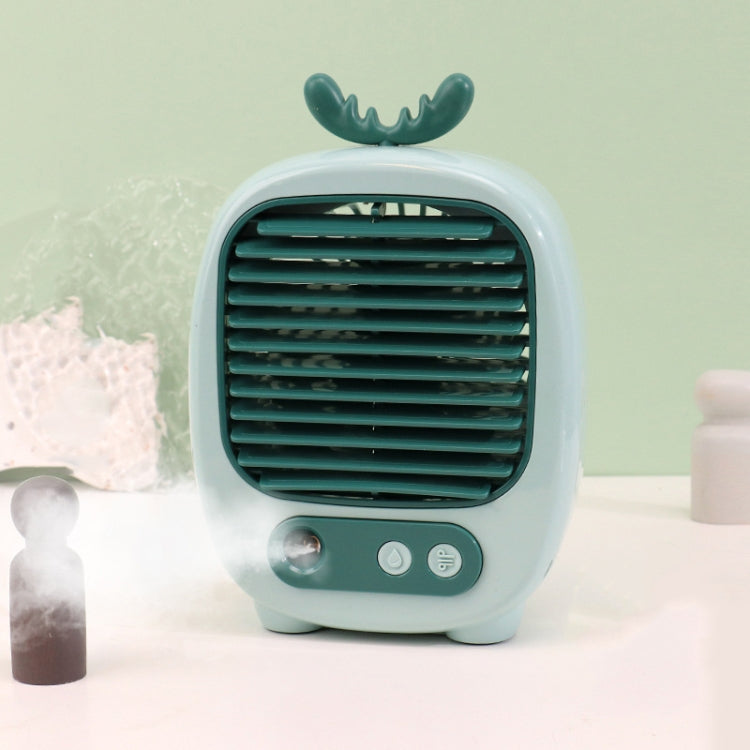 1315 Spray Humidification Hydrating Cartoon Fan USB Charging Desktop Fan(Deer Green) - Electric Fans by PMC Jewellery | Online Shopping South Africa | PMC Jewellery | Buy Now Pay Later Mobicred