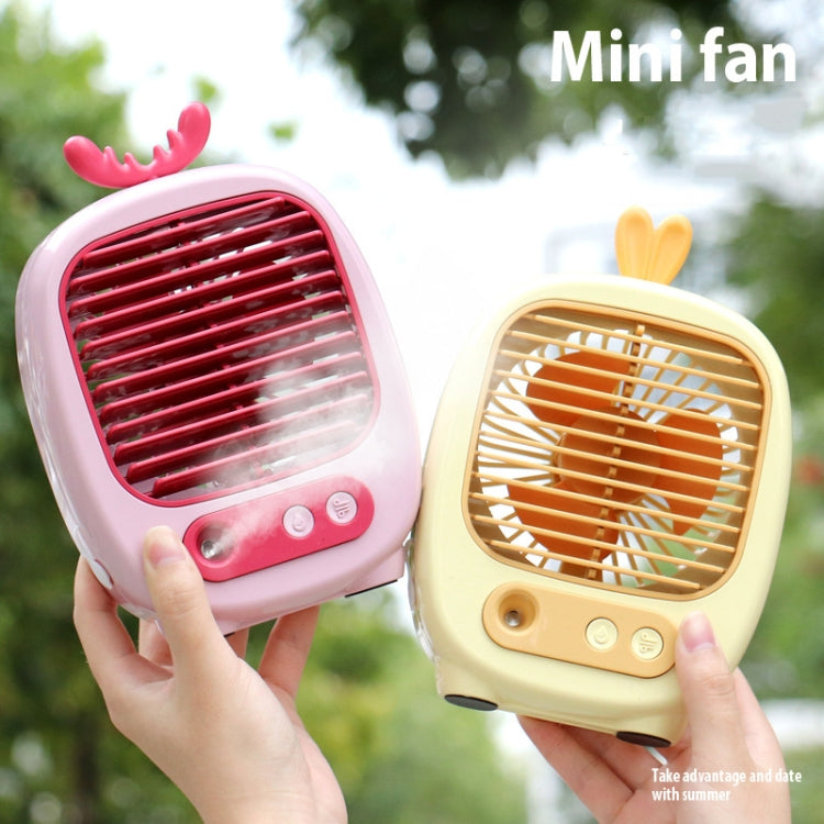 1315 Spray Humidification Hydrating Cartoon Fan USB Charging Desktop Fan(Deer Blue) - Electric Fans by PMC TechLife | Online Shopping South Africa | PMC TechLife | Buy Now Pay Later Mobicred
