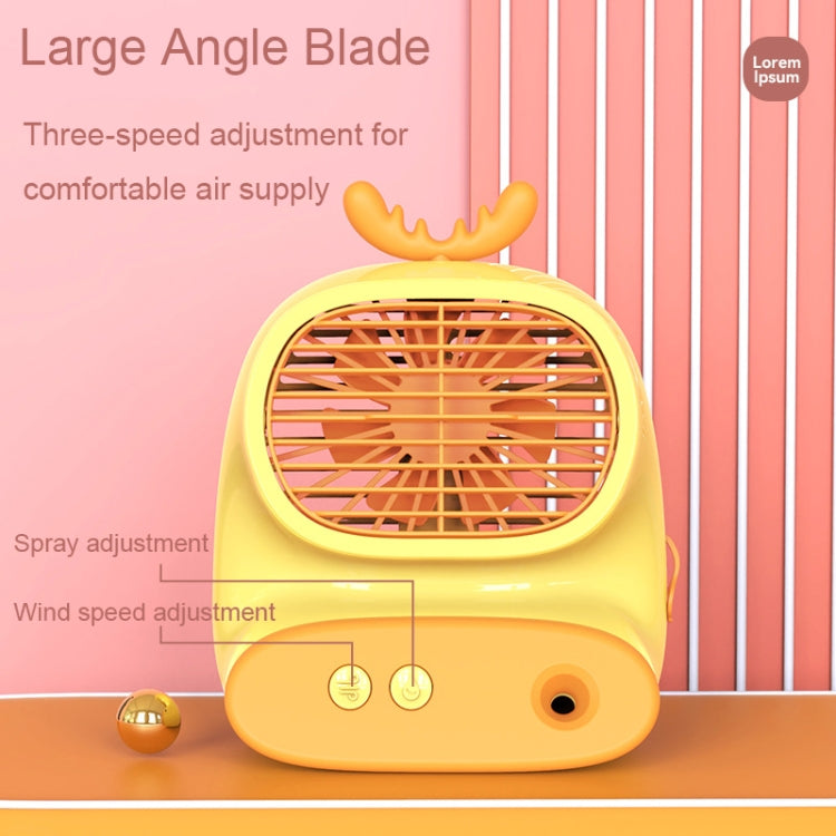 CS1319 Desktop Small Hydrating Spray Cartoon Fan Rechargeable Silent Humidifying Fan(Deer Green) - Electric Fans by PMC Jewellery | Online Shopping South Africa | PMC Jewellery | Buy Now Pay Later Mobicred