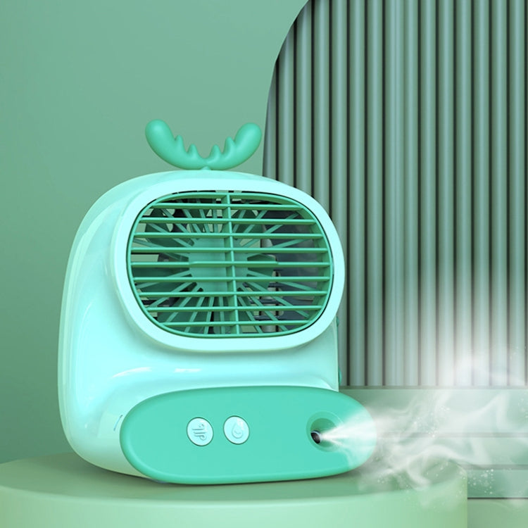 CS1319 Desktop Small Hydrating Spray Cartoon Fan Rechargeable Silent Humidifying Fan(Deer Green) - Electric Fans by PMC Jewellery | Online Shopping South Africa | PMC Jewellery | Buy Now Pay Later Mobicred