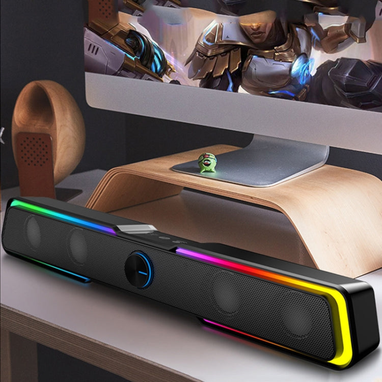 Wired+Bluetooth Version DHE6002S RGB Lights HiFi Sound Effect Computer Audio Desktop Long Strip Speakers -  by PMC Jewellery | Online Shopping South Africa | PMC Jewellery | Buy Now Pay Later Mobicred