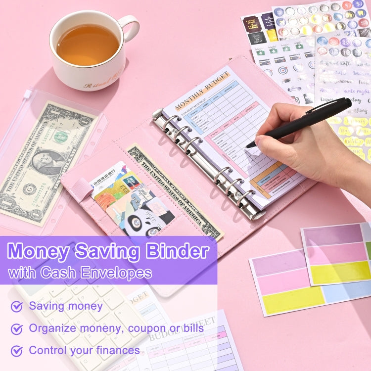 A6 Mandala Binder Financial Plan Notebook PU Leather Cash Budget Book(Gorgeous Pink) - Notebooks by PMc TechLife | Online Shopping South Africa | PMc TechLife | Buy Now Pay Later Mobicred