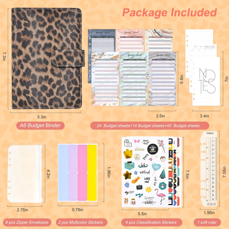 A6 Leopard Print Cash Budget Notebook  Loose Leaf Financial Management Notepad(Blue) - Notebooks by PMc TechLife | Online Shopping South Africa | PMc TechLife | Buy Now Pay Later Mobicred