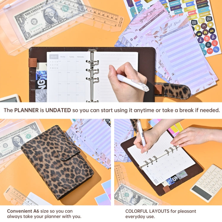 A6 Leopard Print Cash Budget Notebook  Loose Leaf Financial Management Notepad(Blue) - Notebooks by PMc TechLife | Online Shopping South Africa | PMc TechLife | Buy Now Pay Later Mobicred