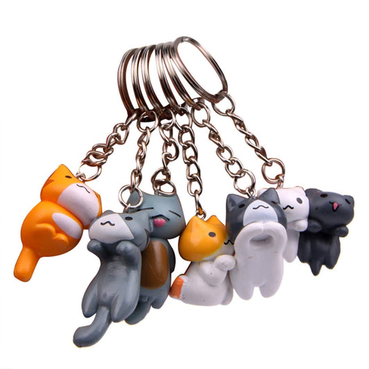 6pcs/set Cat Cartoon Key Chain Car Key Ring Couple Bag Pendant - Key Rings by PMC Jewellery | Online Shopping South Africa | PMC Jewellery