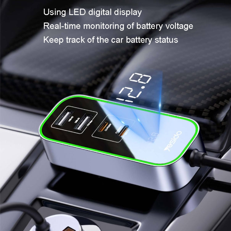 Yesido Y53 QC3.0 Car Charger 97W Five Ports Fast Charged(Black) - Car Charger by Yesido | Online Shopping South Africa | PMC Jewellery | Buy Now Pay Later Mobicred