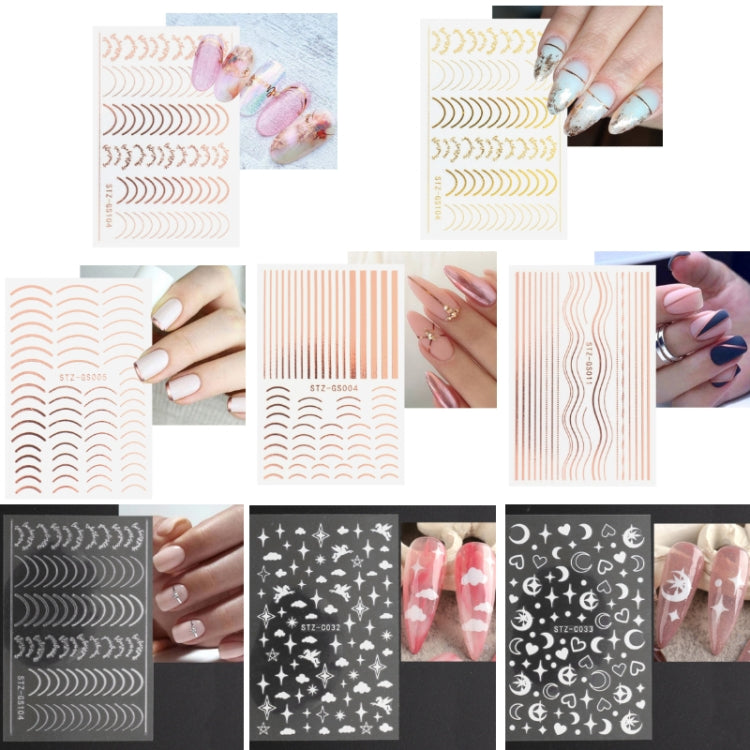 Gold Silver Manicure Stickers Imitation Metal Line Adhesive Nail Stickers(Stz-GS104 Rose Gold) - Nail Stickers by PMC Jewellery | Online Shopping South Africa | PMC Jewellery | Buy Now Pay Later Mobicred