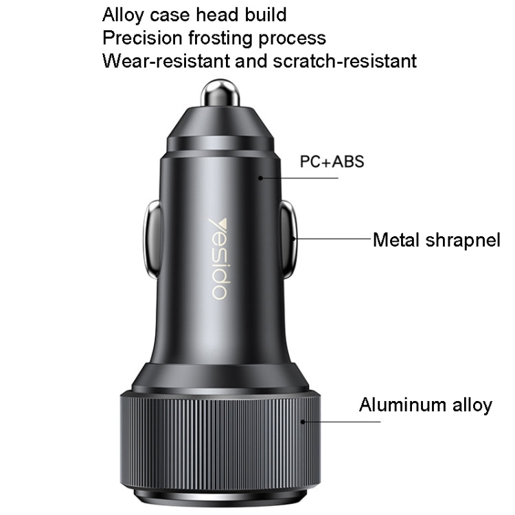Yesido Y50 Car USB3.0 Fast Charger 30W Aluminum Alloy PD Fast Charging(Black) - Car Charger by Yesido | Online Shopping South Africa | PMC Jewellery