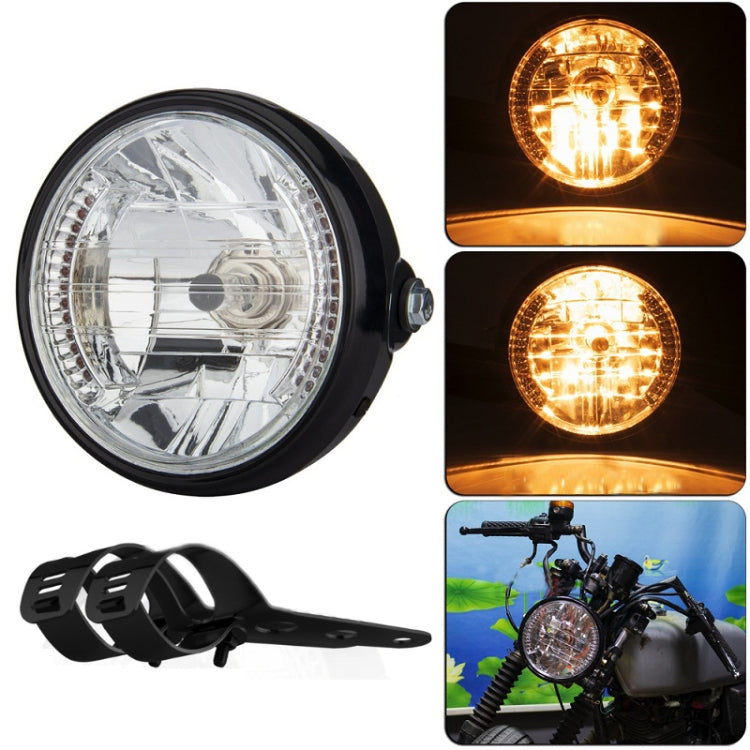 Motorcycle 7 Inch LED Headlamp Angel Ring Steering Function With Bracket(Shock Absorber Diameter 28-36mm) - Headlights by PMC Jewellery | Online Shopping South Africa | PMC Jewellery | Buy Now Pay Later Mobicred