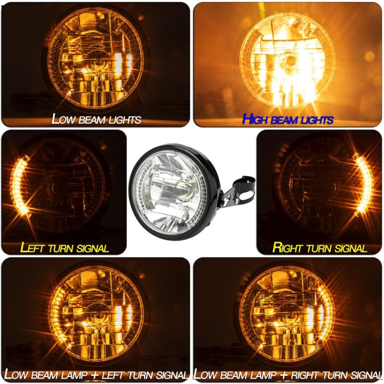 Motorcycle 7 Inch LED Headlamp Angel Ring Steering Function With Bracket(Shock Absorber Diameter 28-36mm) - Headlights by PMC TechLife | Online Shopping South Africa | PMC TechLife | Buy Now Pay Later Mobicred