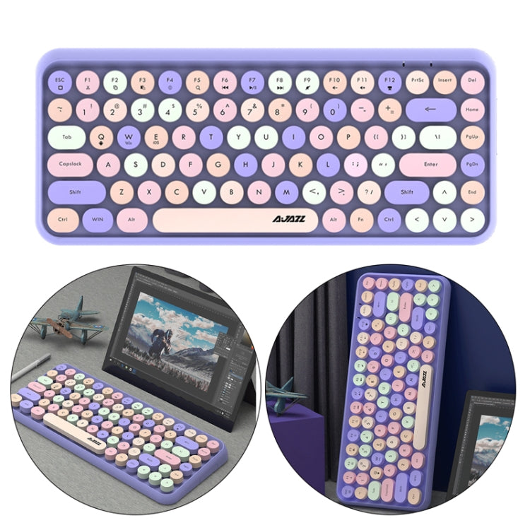 Ajazz 308I 84 Keys Tablet Computer Notebook Home Office Punk Bluetooth Keyboard(Milk Tea Color) - Wireless Keyboard by Ajazz | Online Shopping South Africa | PMC Jewellery | Buy Now Pay Later Mobicred