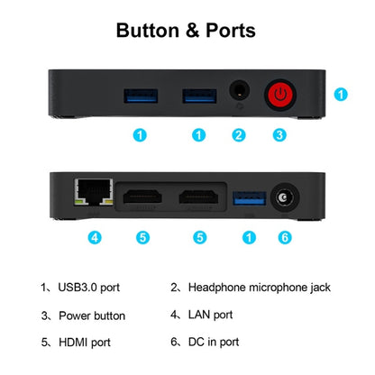 T4PRO 4G+64G N3350 Dual HDMI Output Mini Computer Host(EU Plug) - Computer Cases & Towers by PMC Jewellery | Online Shopping South Africa | PMC Jewellery