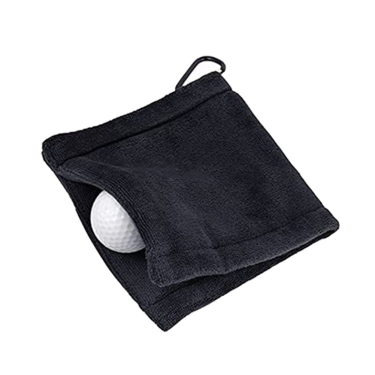 Microfiber Fleece Lining GOLF Ball Cleaning Towel with Carabiner Hook(Black) - Golf Accessories by PMC Jewellery | Online Shopping South Africa | PMC Jewellery