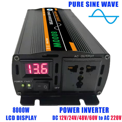 8000W (Actual 1300W) 60V to 220V High Power Car Sine Wave Inverter Power Converter - Pure Sine Wave by PMC Jewellery | Online Shopping South Africa | PMC Jewellery